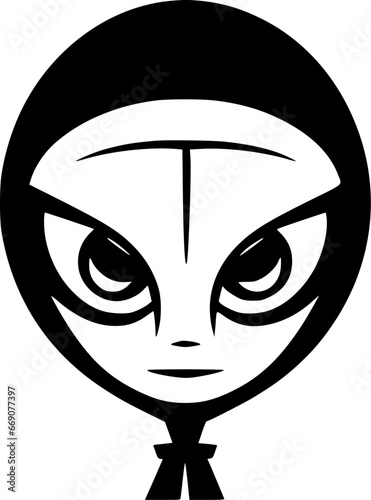 Alien - Black and White Isolated Icon - Vector illustration