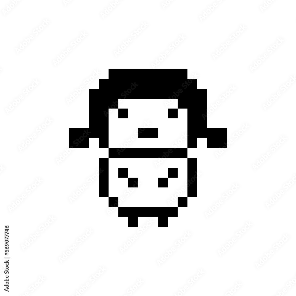 Fototapeta premium ドット絵のキャラ(女_二つ結い)