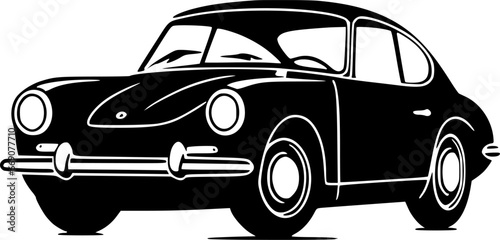 Car - Black and White Isolated Icon - Vector illustration