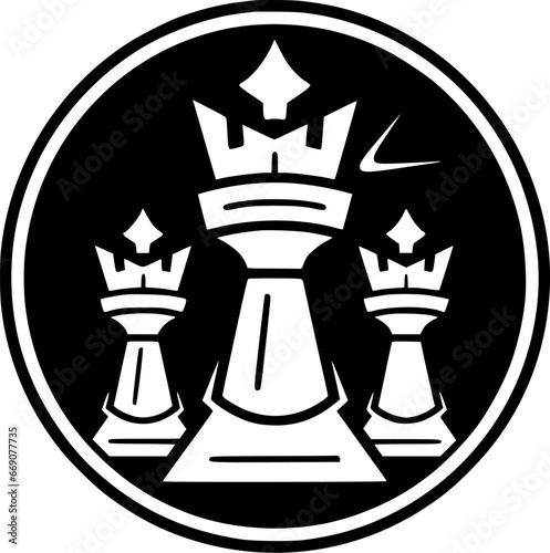 Chess - Black and White Isolated Icon - Vector illustration