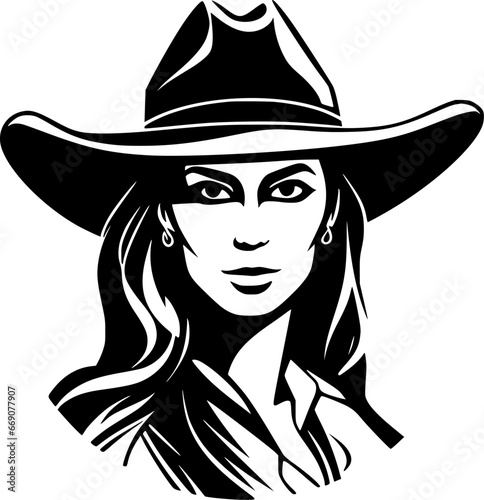 Cowgirl - Minimalist and Flat Logo - Vector illustration