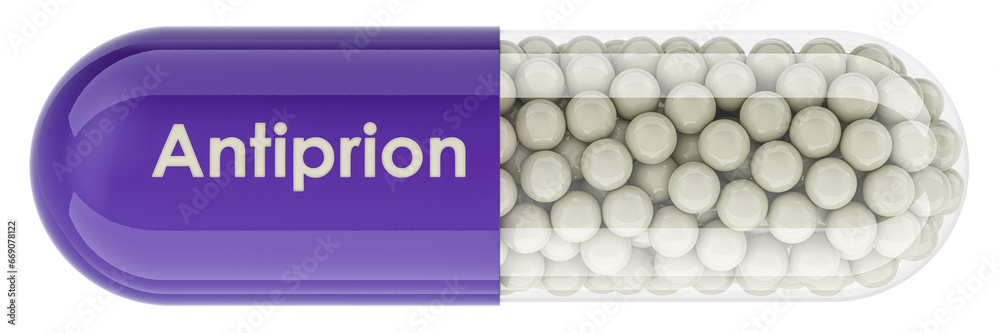 Antiprion Drug, capsule with antiprion. 3D rendering isolated on transparent background