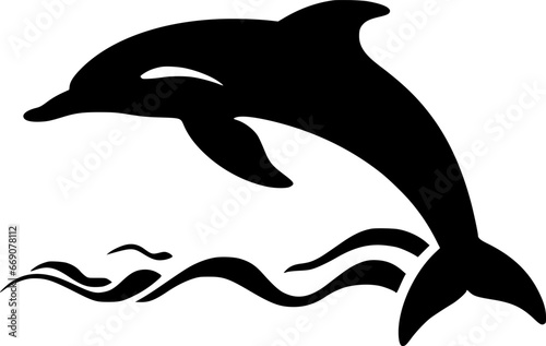 Dolphin | Black and White Vector illustration
