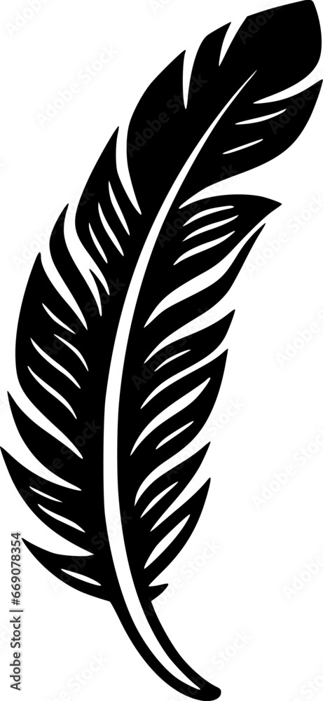 Obraz premium Feather | Black and White Vector illustration