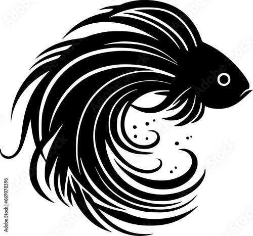 Fish - Black and White Isolated Icon - Vector illustration