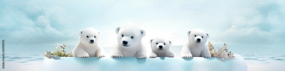 氷上のシロクマたち(3D)ジオラマ 横長
氷上のシロクマたち(3D)ジオラマ 横長