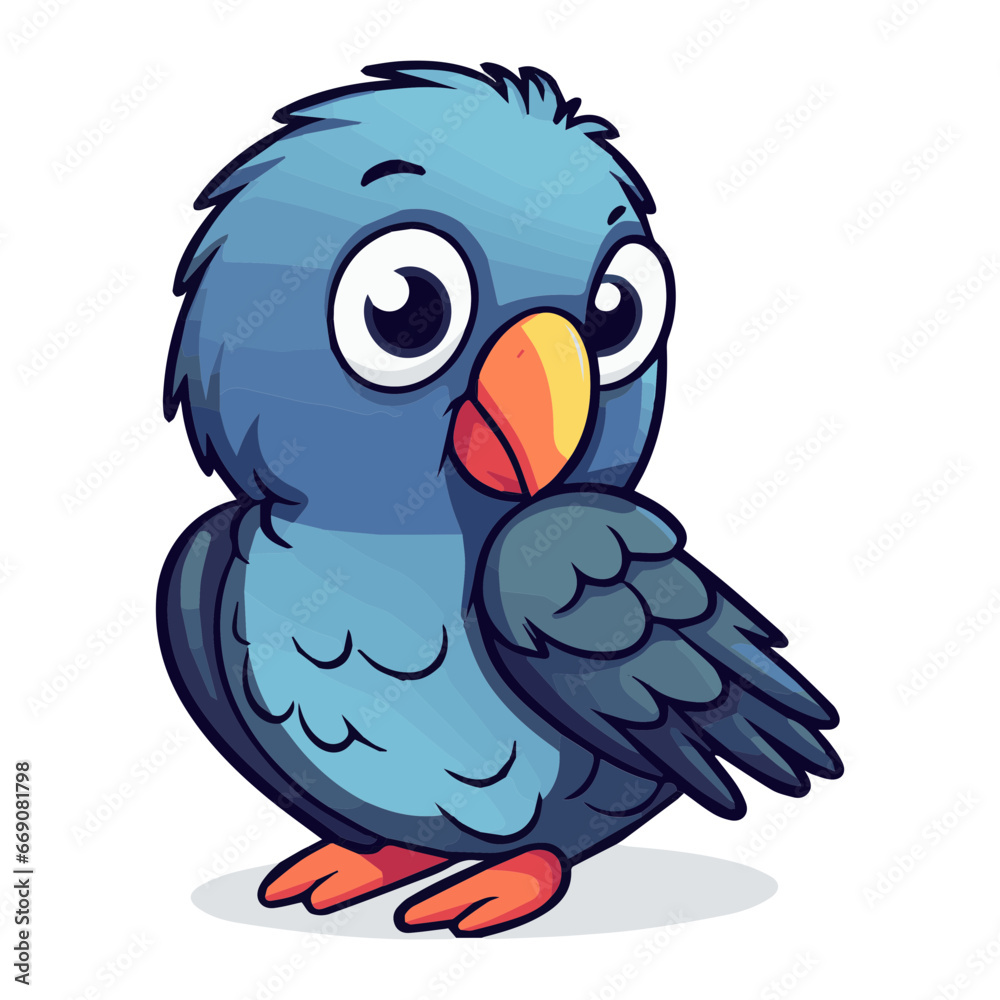 Obraz premium Parrot Adorable Kawaii Animal Stickers: Transparent SVG, Cute Nursery Decor Clip Art for Children's Room and Crafts