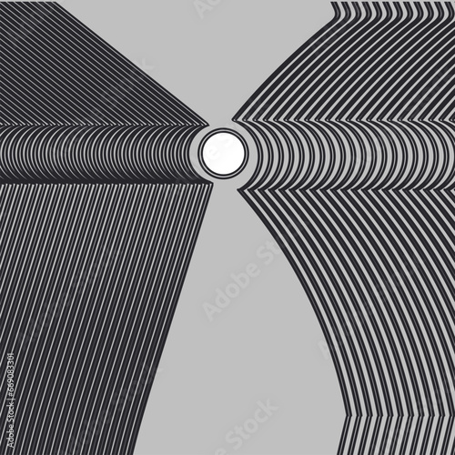 abstract background with striped masses and circle 