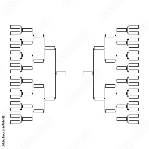 Set of Bracket sport tournament, blank elimination event sign, playoff match vector illustration