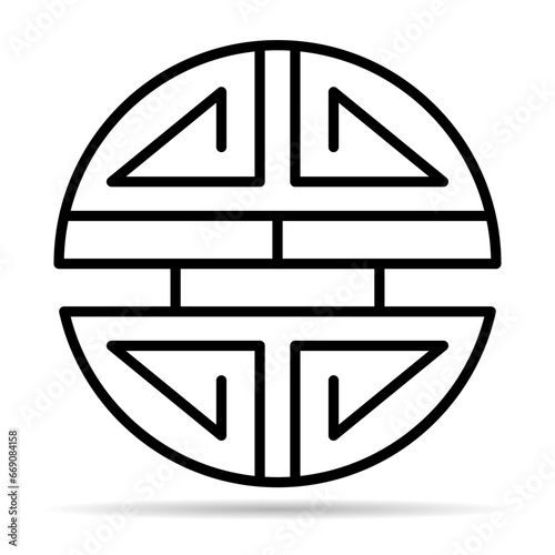 Traditional shou shadow icon, spiritual isolated shu flat symbol, asian vector illustration