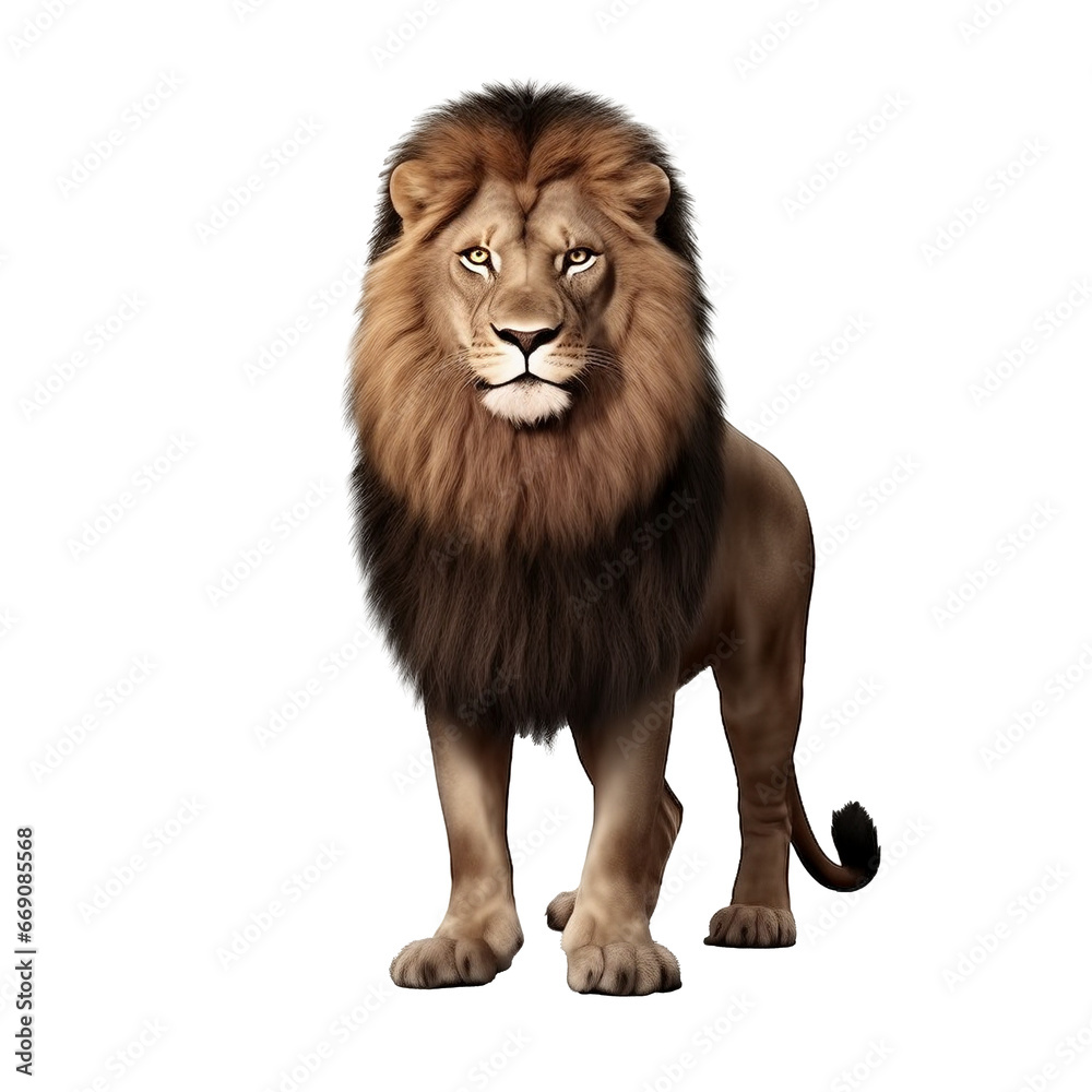 Sovereign Stance: Majestic Lion in Transparent Isolation
