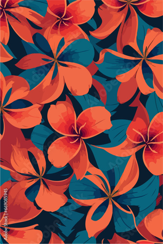 Botanical Beauty, 2D Flat Vector Patterns with Frangipani Design