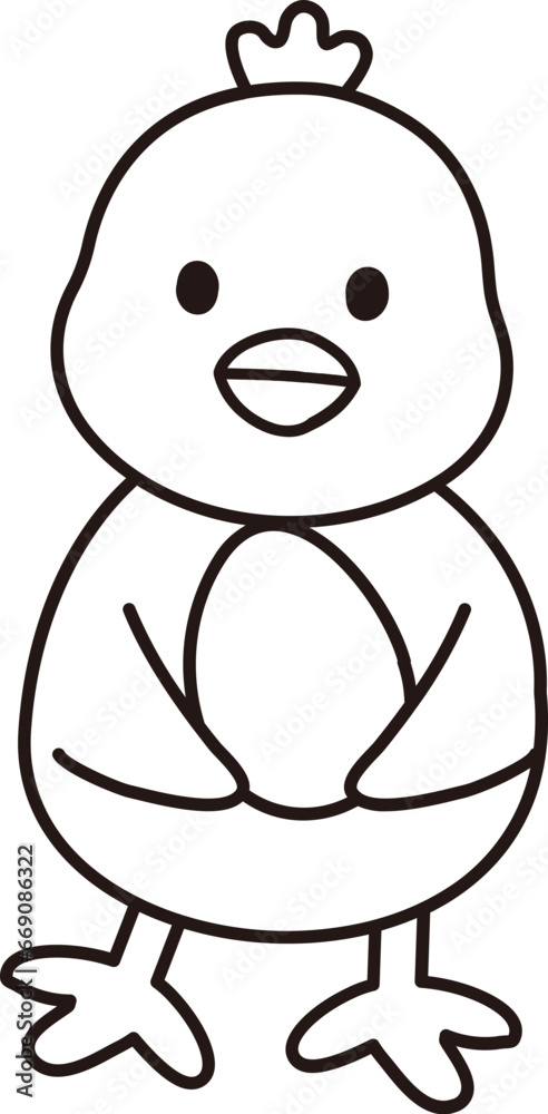 Cute easter chick outline