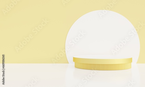 golden background gold and white advertising stand Stand advertising empty background. 3D illustration