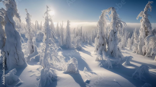 Winter's Magical Embrace: Immerse Yourself in the Dazzling Beauty of a Sun-Kissed Snowy Wonderland!