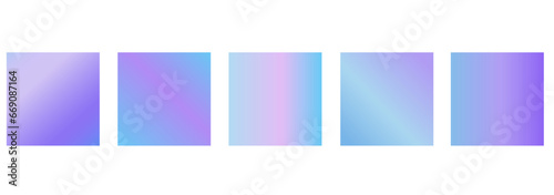  Set of 5 square abstract vector purple and blue tones gradient backgrounds