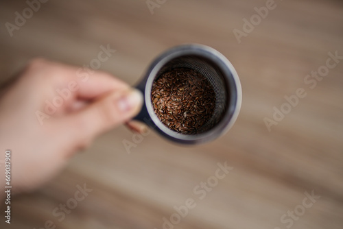 A flaxseed in the infuser photo