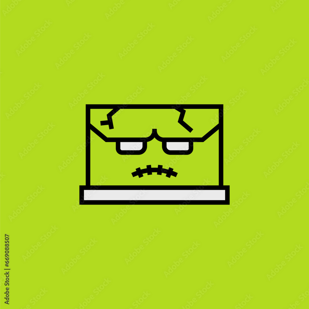 Zombie laptop cartoon, zombie become laptop cute, simple illustration, halloween, spooky, scary. Zombie laptop cartoon, zombie become laptop cute, simple illustration, halloween, spooky, scary.