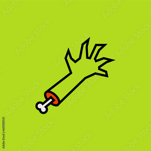 Zombie hand cartoon cute, simple illustration, halloween, spooky, scary.