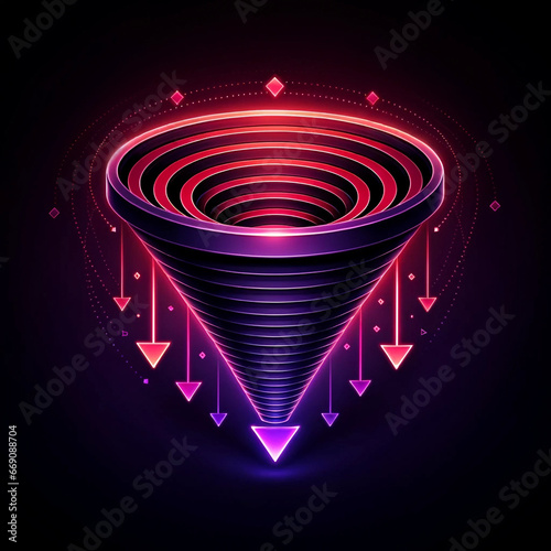 Business growth funnel icon illustration © Michael