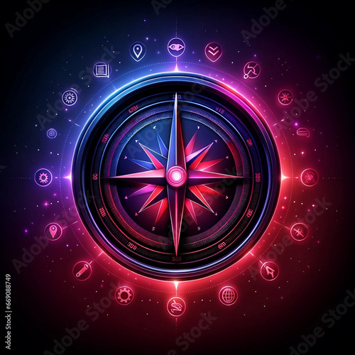 Business growth compass icon illustration