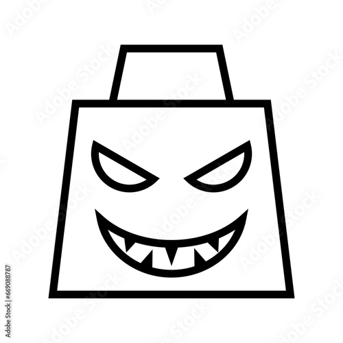 icon devil shopping bag halloween, Halloween icon, Spooky, Scary, Horor, Simple and Minimalist icon