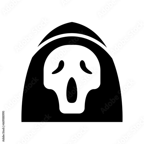 icon reaper skull scream halloween, Halloween icon, Spooky, Scary, Horor, Simple and Minimalist icon