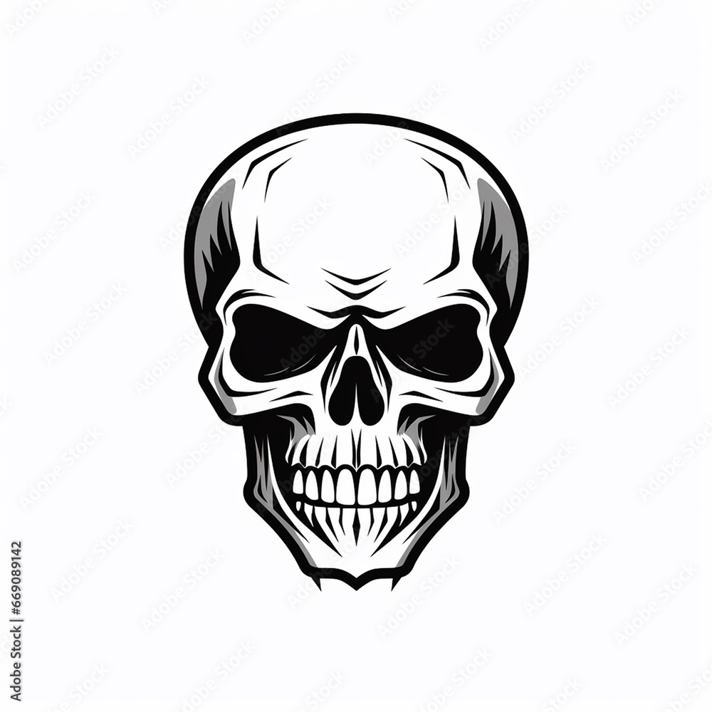 Vintage Human Skull Nostalgic Monochrome Icon