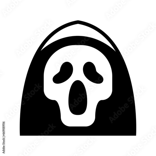 icon reaper skull scream halloween, Halloween icon, Spooky, Scary, Horor, Simple and Minimalist icon