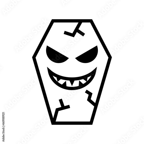 icon coffin devil smile halloween, Halloween icon, Spooky, Scary, Horor, Simple and Minimalist icon