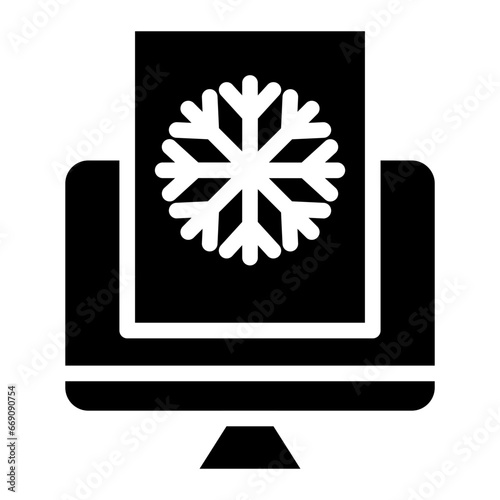 Fototapeta Naklejka Na Ścianę i Meble -  snowflke in paper with computer glyph icon 