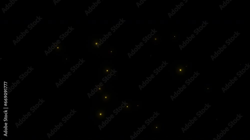 Realistic Fireflies slow flying glowing loop background