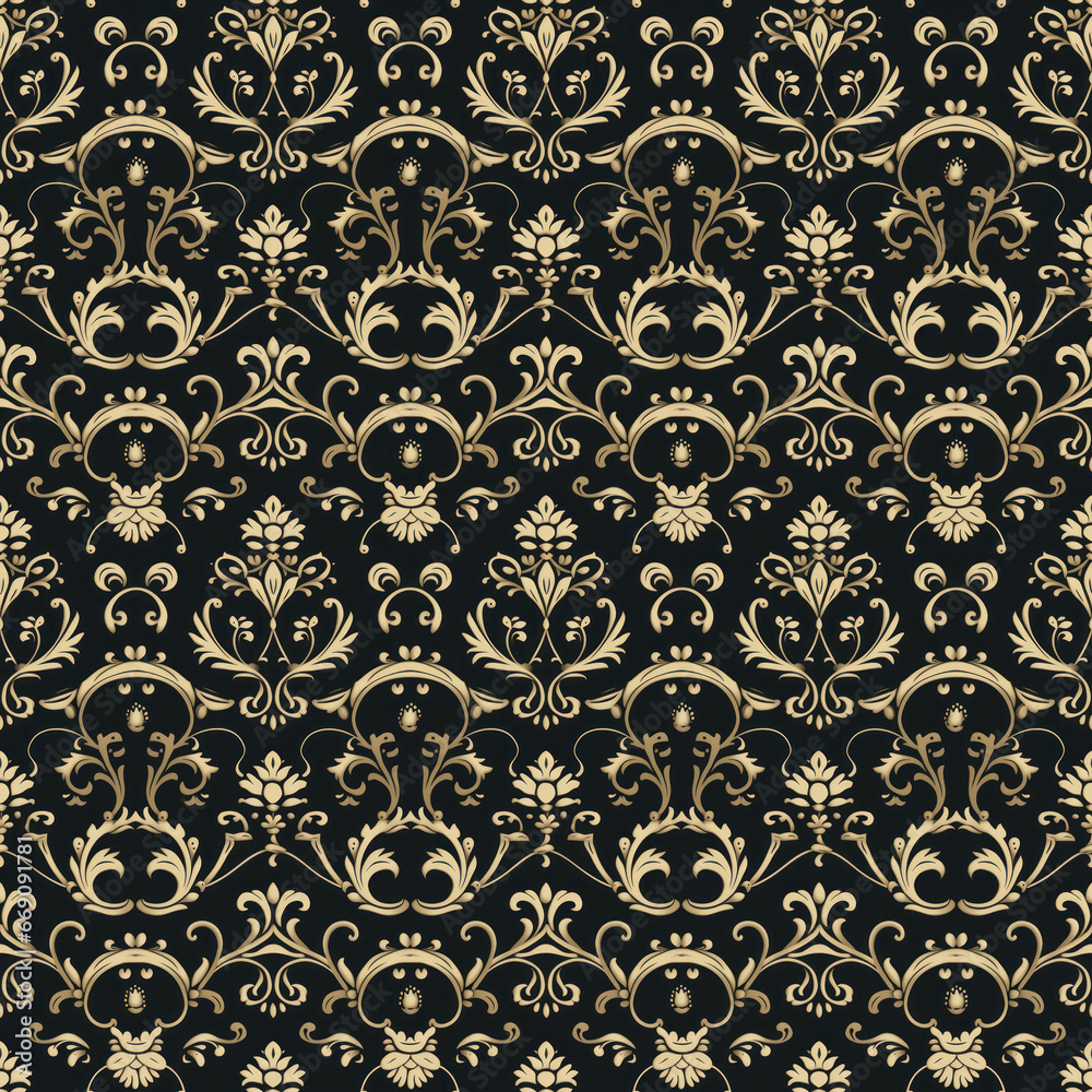 Fototapeta premium Floral old retro vintage ornament wallpaper seamless texture