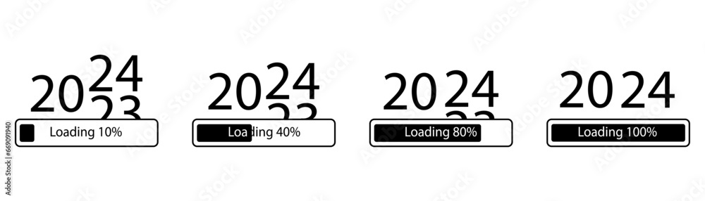 Downloading the new year 2024. Transition to the new year Vector graphics eps10