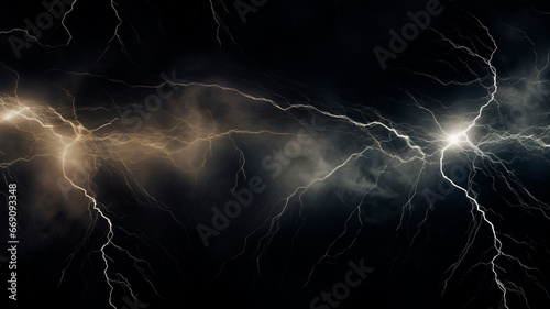 background image of lightning on a dark background, simplicity and minimalism. Generative AI photo
