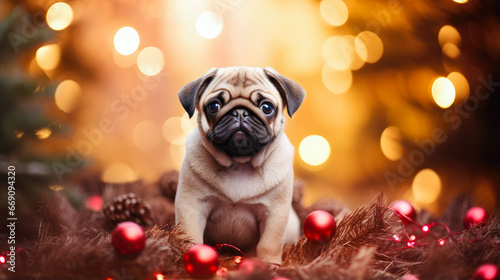 Christmas Pug Portrait