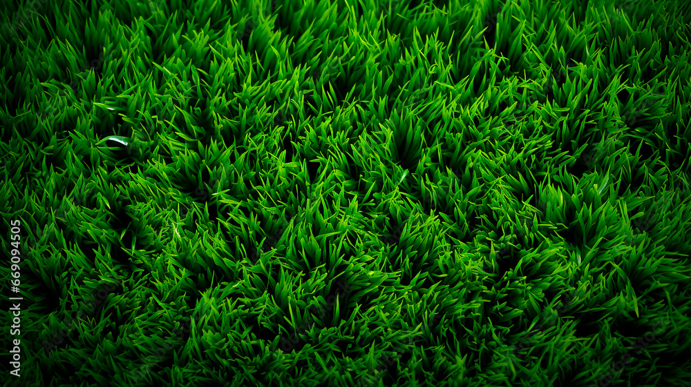 background image texture of green grass, simplicity and minimalism. Generative AI