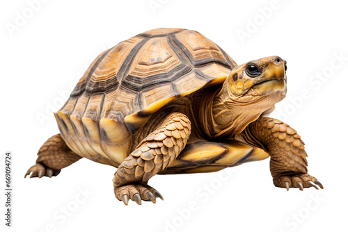 full body turtle isolated on a transparent background, isolated close up box turtle. Generative AI