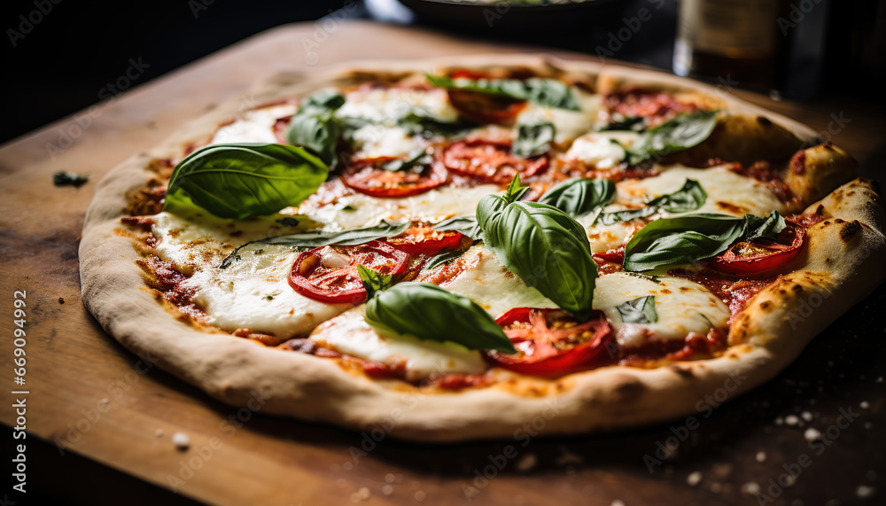 Closeup of texture of mozzarella, margherita pizza and fresh basil leaves Closeup of texture of mozzarella, margherita pizza and fresh basil leaves
