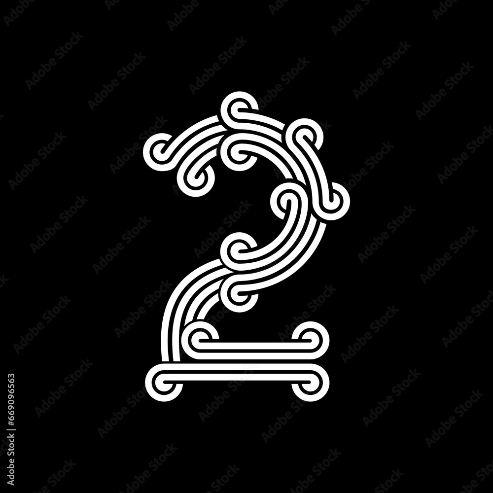 the logo consists of the number 2 combined. Outline and elegant.