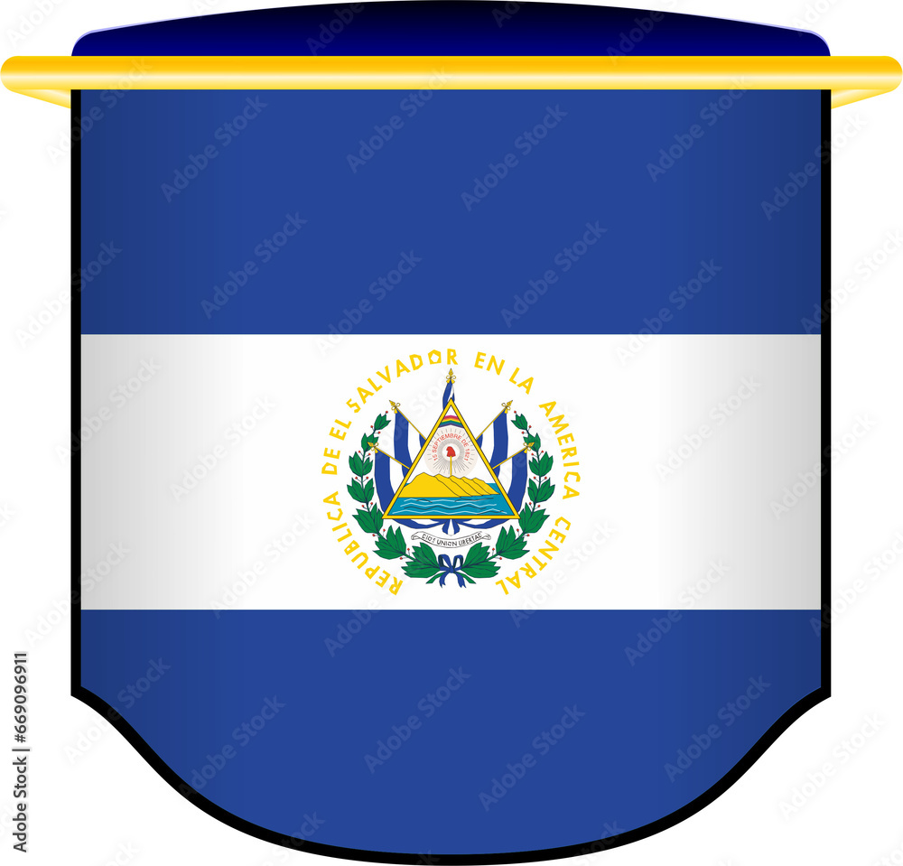 El Salvador Flag Shield Shape El Salvador Flag Shield Shape
