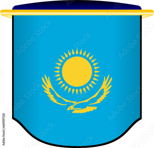 Kazakhstan Flag in Shield Shape