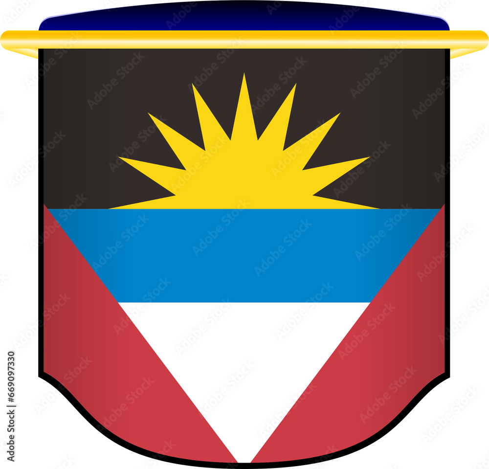 Antigua and Barbuda Flag in Shield Shape Antigua and Barbuda Flag in Shield Shape