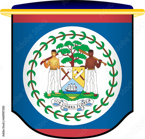 Belize Flag in Shield Shape