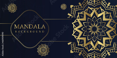 Elegant Floral Mandala on Blue and gold