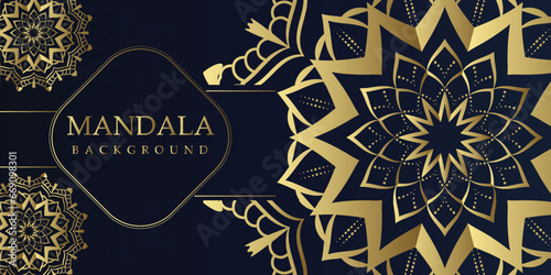 Elegant Floral Mandala on Blue and gold