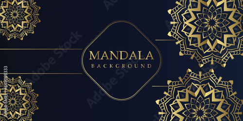 Elegant Floral Mandala on Blue and gold
