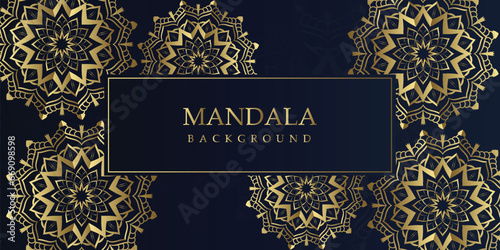 Elegant Floral Mandala on Blue and gold