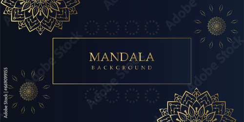 Elegant Floral Mandala on Blue and gold