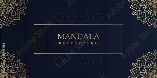 Elegant Floral Mandala on Blue and gold